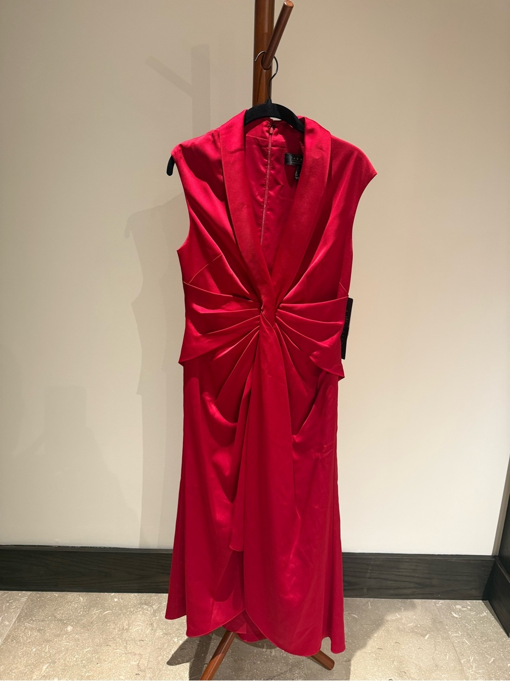 Adrianna Papell Red Draped Twist-Front Midi Dress